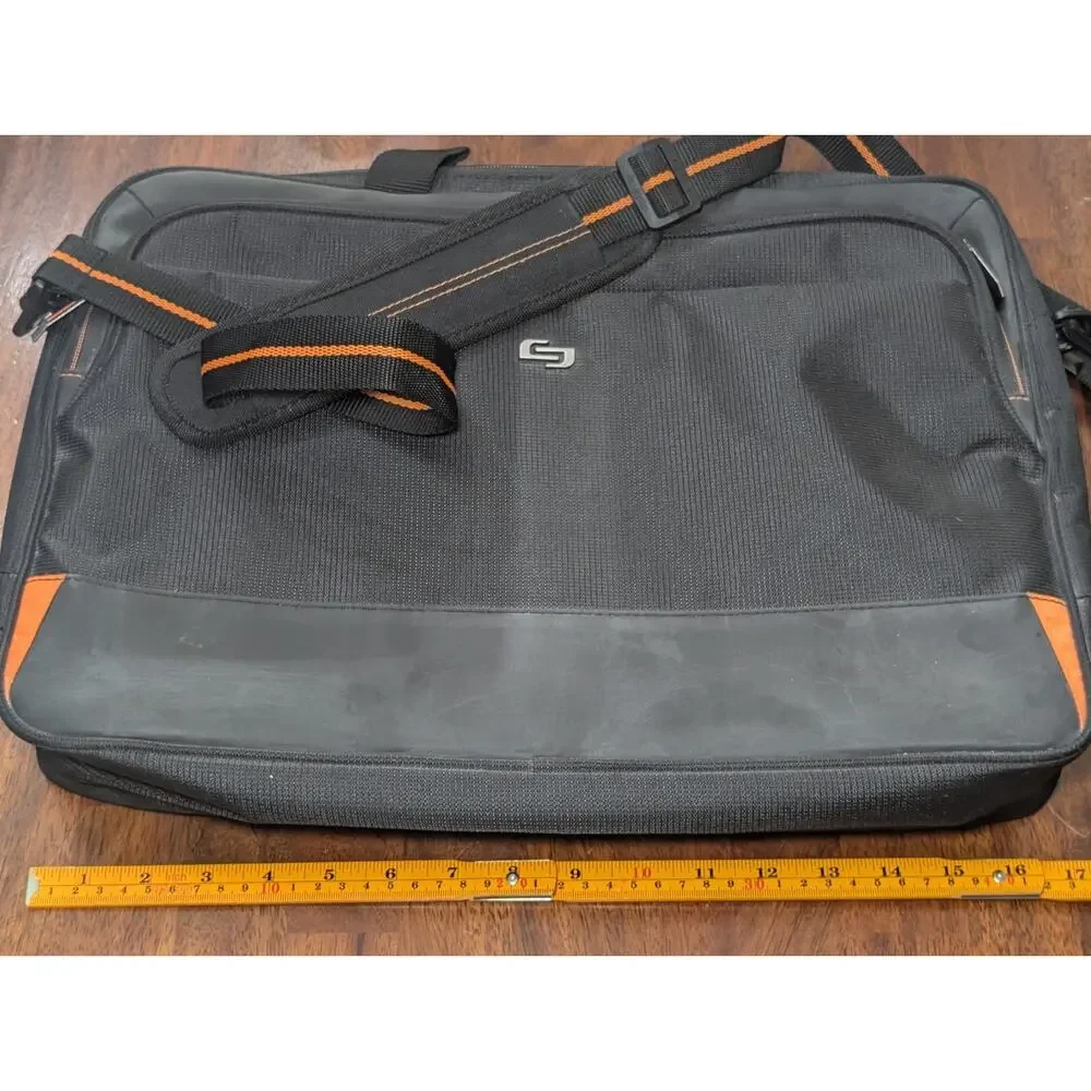 Solo Laptop Briefcase Black Orange Messenger Bag Travel Work Case